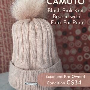 Vince Camuto Pink Knit Beanie with Silver Accent